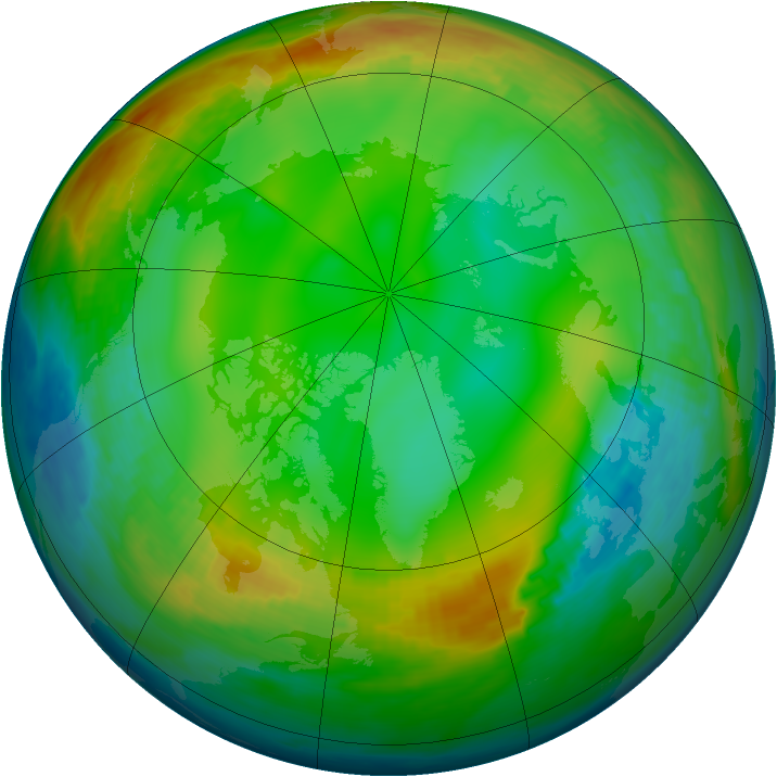 Arctic ozone map for 24 December 1980